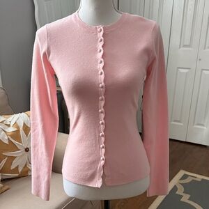 Emerson Lang - Prim, Proper & Sexy Pink Button-Up Cardigan Small ❤️
